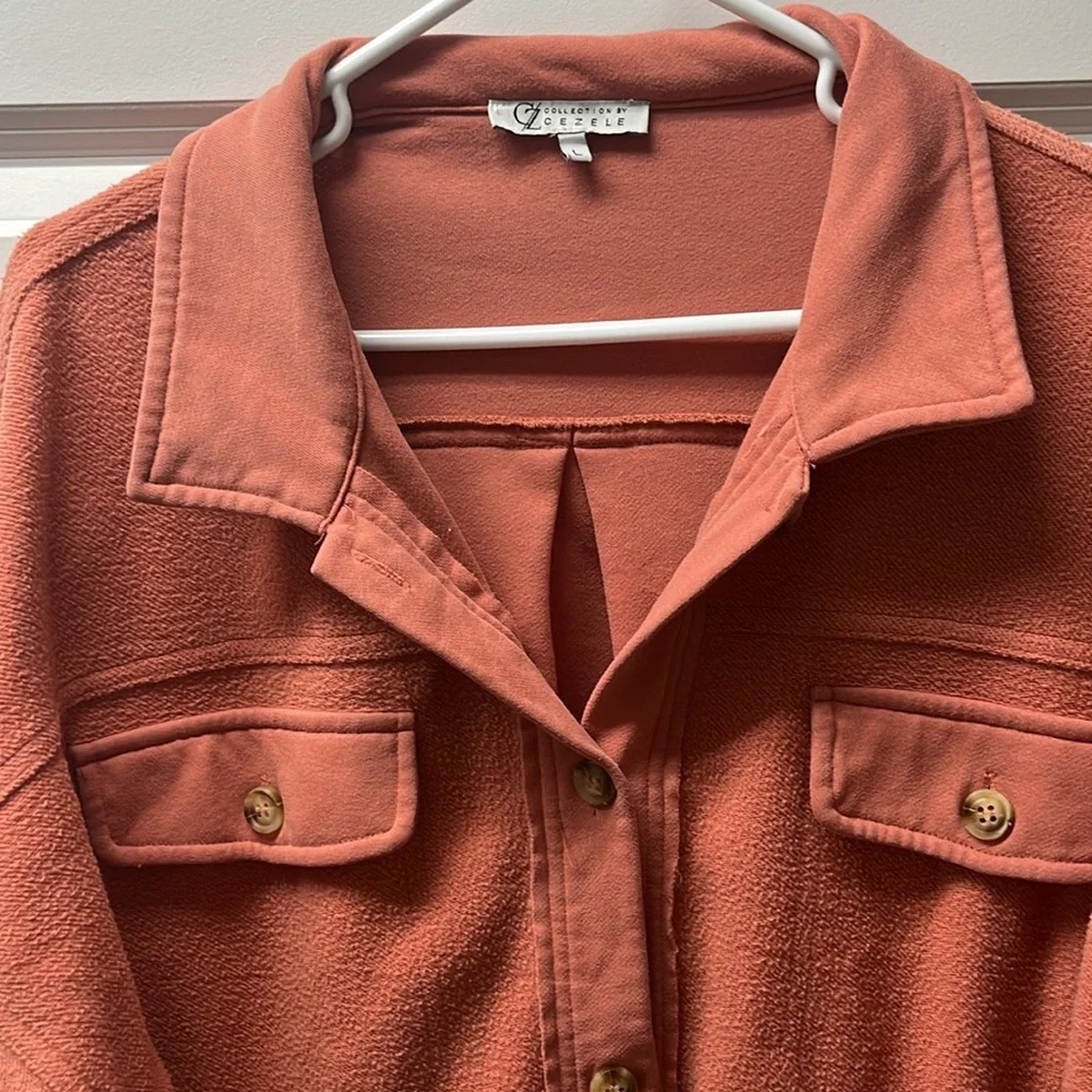 Coral Fleece Exposed Hem Oversized Shacket - Picture 2 of 9